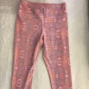 Stylish Pink and Gray Snake Print Leggings